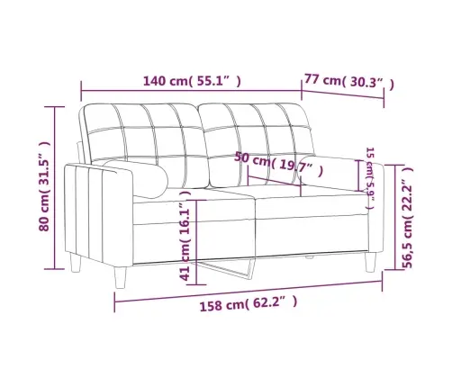 Divvietīgs Dīvāns Ar Spilveniem, Tumši Pelēks, 140 Cm, Audums Vidaxl