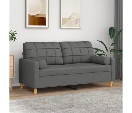 Divvietīgs Dīvāns Ar Spilveniem, Tumši Pelēks, 140 Cm, Audums Vidaxl