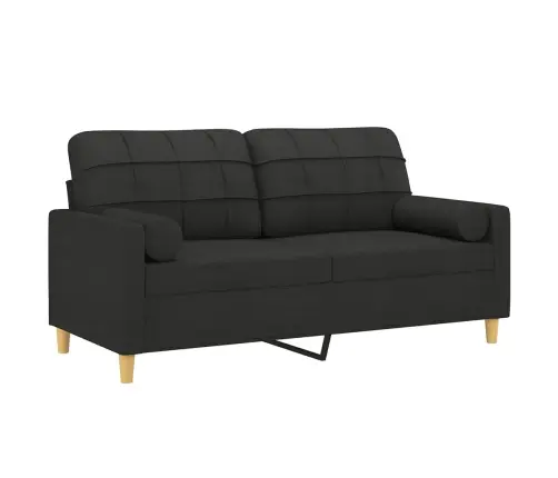 Divvietīgs Dīvāns Ar Spilveniem, Melns, 140 Cm, Audums Vidaxl