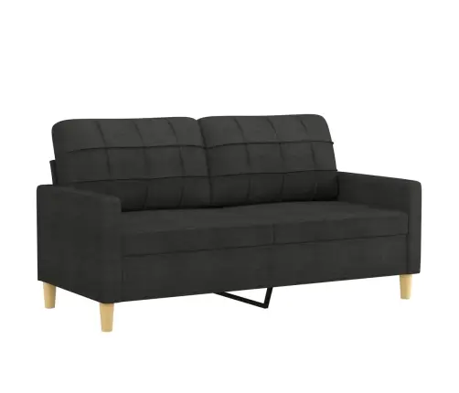 Divvietīgs Dīvāns Ar Spilveniem, Melns, 140 Cm, Audums Vidaxl