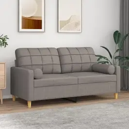 Dvivietė Sofa Su Pagalvėlėmis, Taupe Spalvos, 140cm Audinys Dvivietė Sofa Su Pagalvėlėmis, Taupe Spalvos, 140cm Audinys