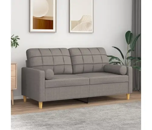 Dvivietė Sofa Su Pagalvėlėmis, Taupe Spalvos, 140cm Audinys