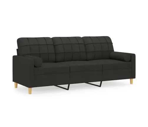 Trīsvietīgs Dīvāns Ar Spilveniem, Melns, 180 Cm, Audums Vidaxl