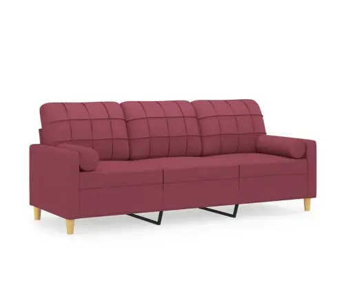Trivietė Sofa Su Pagalvėlėmis, Raudonojo Vyno, 180cm Audinys