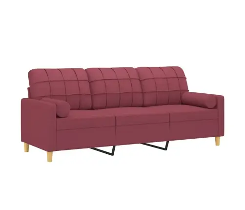 Trivietė Sofa Su Pagalvėlėmis, Raudonojo Vyno, 180cm Audinys
