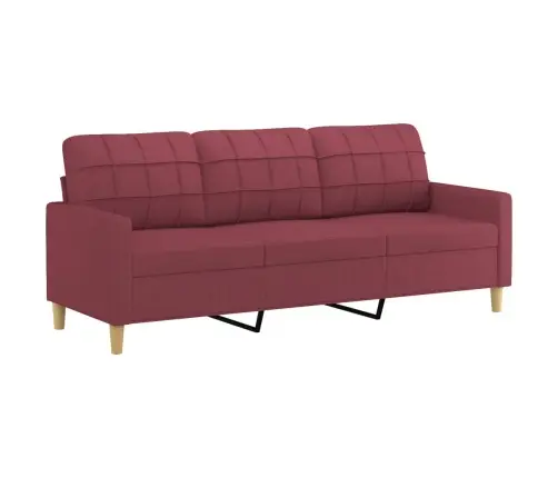 Trivietė Sofa Su Pagalvėlėmis, Raudonojo Vyno, 180cm Audinys