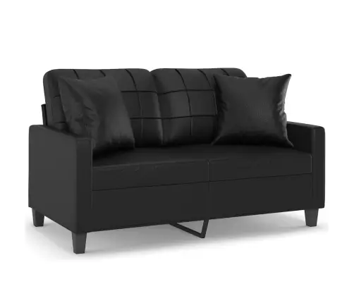 Divvietīgs Dīvāns Ar Spilveniem, Melni, 120 Cm, Mākslīgā Āda Vidaxl