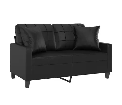 Divvietīgs Dīvāns Ar Spilveniem, Melni, 120 Cm, Mākslīgā Āda Vidaxl