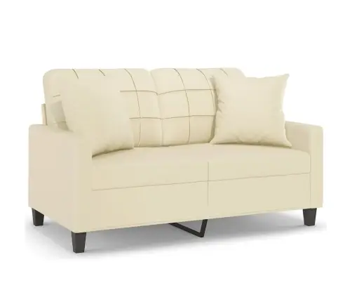 Divvietīgs Dīvāns Ar Spilveniem, Krēmkrāsas, Mākslīgā Āda Vidaxl