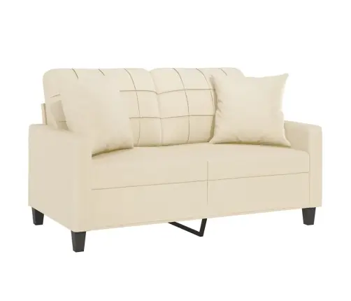 Divvietīgs Dīvāns Ar Spilveniem, Krēmkrāsas, Mākslīgā Āda Vidaxl