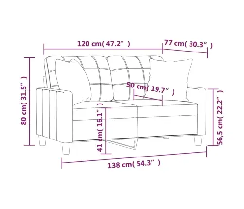 Divvietīgs Dīvāns Ar Spilveniem, Pelēks, 120 Cm, Mākslīgā Āda Vidaxl Divvietīgs Dīvāns Ar Spilveniem, Pelēks, 120 Cm, Mākslīgā Āda Vidaxl