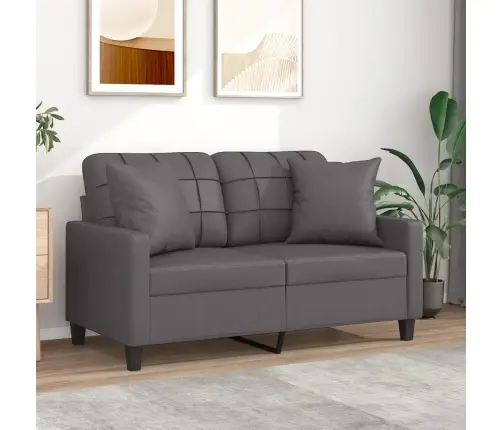 Divvietīgs Dīvāns Ar Spilveniem, Pelēks, 120 Cm, Mākslīgā Āda Vidaxl Divvietīgs Dīvāns Ar Spilveniem, Pelēks, 120 Cm, Mākslīgā Āda Vidaxl