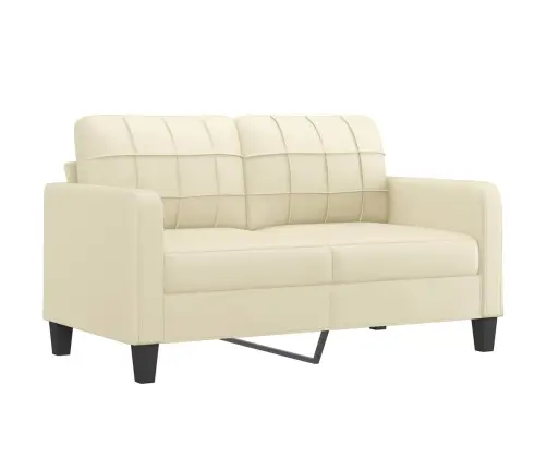 Dvivietė Sofa Su Pagalvėlėmis, Kreminė, 140cm Dirbtinė Oda