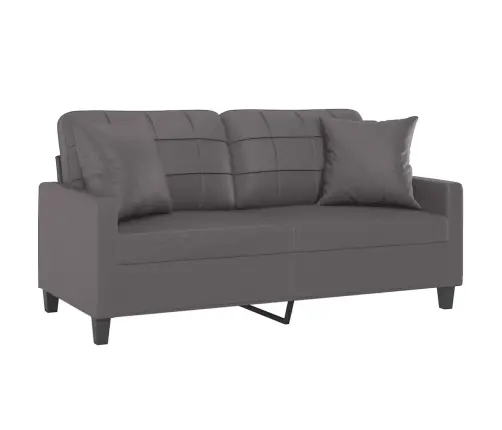 Divvietīgs Dīvāns Ar Spilveniem, Pelēks, 140 Cm, Mākslīgā Āda Vidaxl