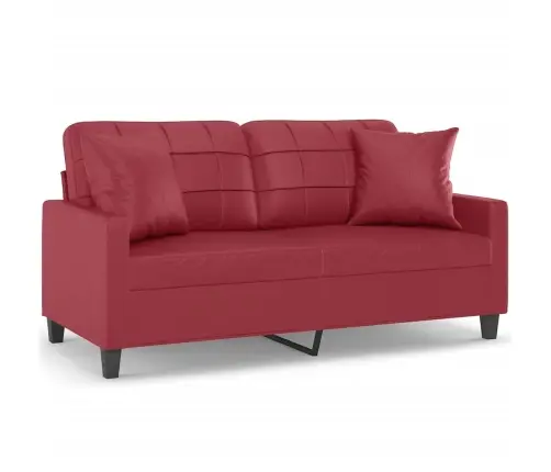Dvivietė Sofa Su Pagalvėlėmis, Vyno, 140cm Dirbtinė Oda