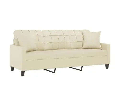 Trīsvietīgs Dīvāns Ar Spilveniem, Krēmkrāsas, Mākslīgā Āda Vidaxl Trīsvietīgs Dīvāns Ar Spilveniem, Krēmkrāsas, Mākslīgā Āda Vidaxl