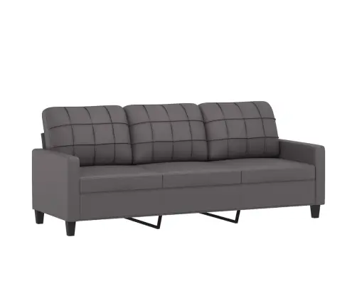 Trivietė Sofa Su Pagalvėlėmis, Pilka, 180cm Dirbtinė Oda
