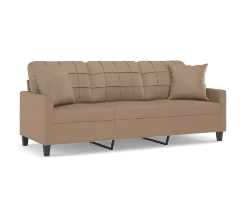 Trīsvietīgs Dīvāns Ar Spilveniem, Kapučīno, 180Cm, Mākslīgā Āda Vidaxl