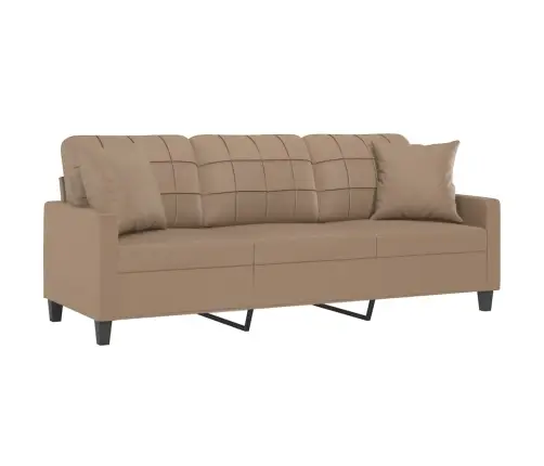 Trīsvietīgs Dīvāns Ar Spilveniem, Kapučīno, 180Cm, Mākslīgā Āda Vidaxl