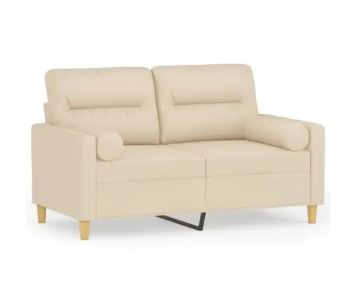 Divvietīgs Dīvāns Ar Spilveniem, Krēmkrāsas, 120 Cm, Audums Vidaxl