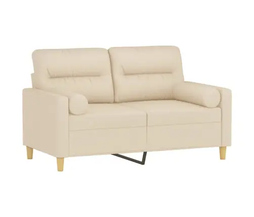 Divvietīgs Dīvāns Ar Spilveniem, Krēmkrāsas, 120 Cm, Audums Vidaxl