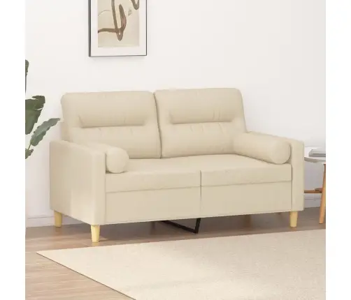 Divvietīgs Dīvāns Ar Spilveniem, Krēmkrāsas, 120 Cm, Audums Vidaxl