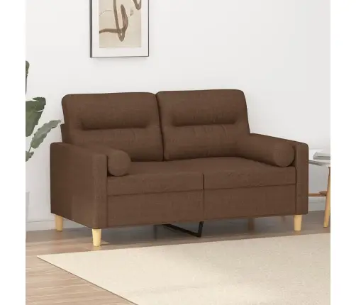 Divvietīgs Dīvāns Ar Spilveniem, Brūns, 120 Cm, Audums Vidaxl