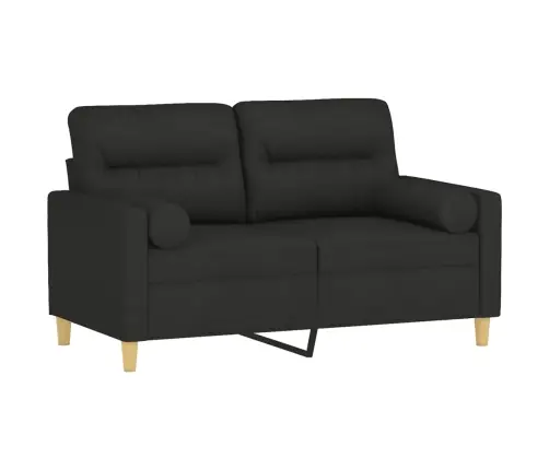 Divvietīgs Dīvāns Ar Spilveniem, Melns, 120 Cm, Audums Vidaxl Divvietīgs Dīvāns Ar Spilveniem, Melns, 120 Cm, Audums Vidaxl