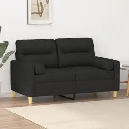 Divvietīgs Dīvāns Ar Spilveniem, Melns, 120 Cm, Audums Vidaxl Divvietīgs Dīvāns Ar Spilveniem, Melns, 120 Cm, Audums Vidaxl