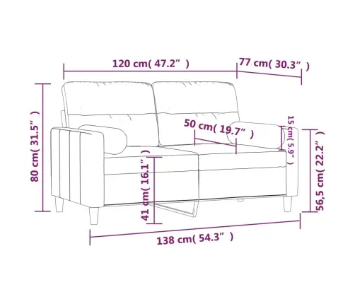Divvietīgs Dīvāns Ar Spilveniem, Pelēkbrūns, 120 Cm, Audums Vidaxl