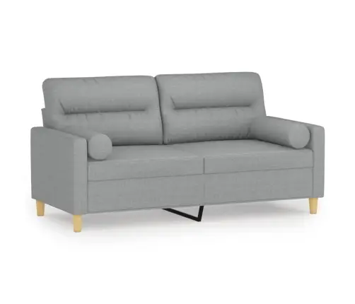 Divvietīgs Dīvāns Ar Spilveniem, Gaiši Pelēks, 140 Cm, Audums Vidaxl