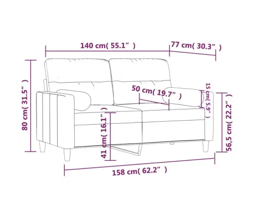2-Kohaline Diivan Patjadega, Helekollane, 140 cm Kangas