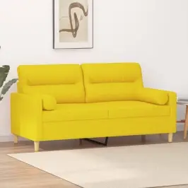 Dvivietė Sofa Su Pagalvėlėmis, Šviesiai Geltona, 140cm Audinys