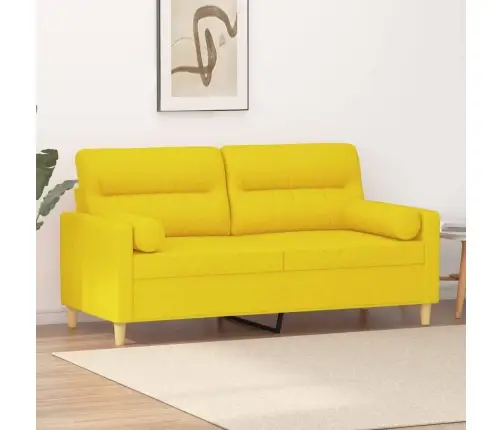 Dvivietė Sofa Su Pagalvėlėmis, Šviesiai Geltona, 140cm Audinys
