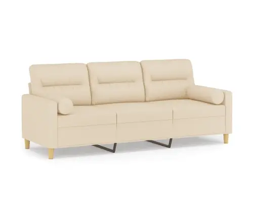 Trīsvietīgs Dīvāns Ar Spilveniem, Krēmkrāsas, 180 Cm, Audums Vidaxl