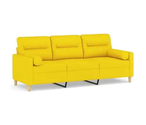 Trīsvietīgs Dīvāns Ar Spilveniem, Gaiši Dzeltens, 180Cm, Audums Vidaxl