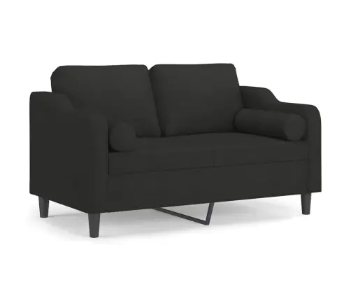 Dvivietė Sofa Su Pagalvėlėmis, Juodos Spalvos, 120cm Audinys