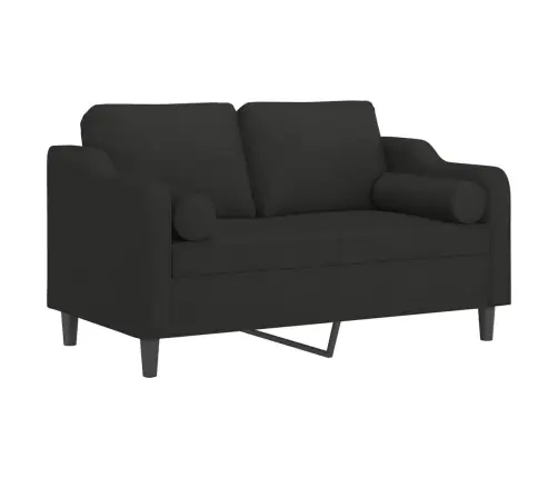 Dvivietė Sofa Su Pagalvėlėmis, Juodos Spalvos, 120cm Audinys