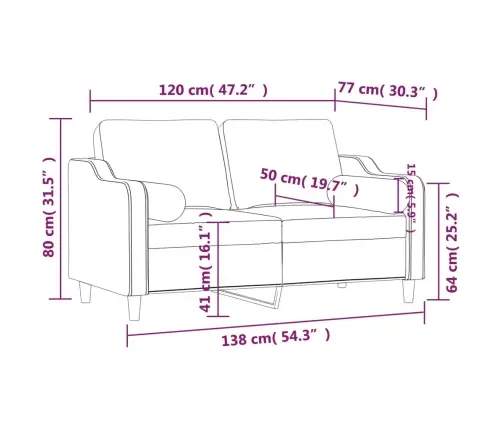 Dvivietė Sofa Su Pagalvėlėmis, Juodos Spalvos, 120cm Audinys