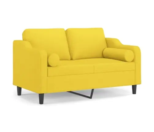 Divvietīgs Dīvāns Ar Spilveniem, Gaiši Dzeltens, 120 Cm, Audums Vidaxl