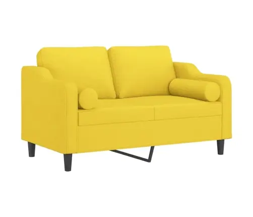 Divvietīgs Dīvāns Ar Spilveniem, Gaiši Dzeltens, 120 Cm, Audums Vidaxl