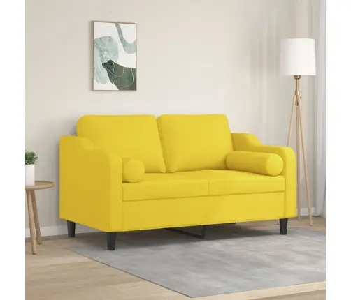 Divvietīgs Dīvāns Ar Spilveniem, Gaiši Dzeltens, 120 Cm, Audums Vidaxl