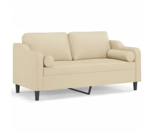 Divvietīgs Dīvāns Ar Spilveniem, Krēmkrāsas, 140 Cm, Audums Vidaxl Divvietīgs Dīvāns Ar Spilveniem, Krēmkrāsas, 140 Cm, Audums Vidaxl