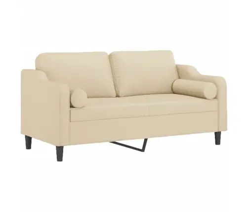 Divvietīgs Dīvāns Ar Spilveniem, Krēmkrāsas, 140 Cm, Audums Vidaxl Divvietīgs Dīvāns Ar Spilveniem, Krēmkrāsas, 140 Cm, Audums Vidaxl