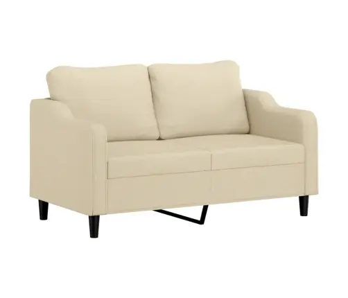 Divvietīgs Dīvāns Ar Spilveniem, Krēmkrāsas, 140 Cm, Audums Vidaxl Divvietīgs Dīvāns Ar Spilveniem, Krēmkrāsas, 140 Cm, Audums Vidaxl