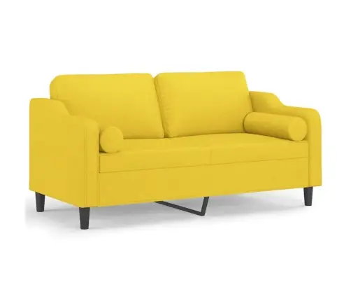 Divvietīgs Dīvāns Ar Spilveniem, Gaiši Dzeltens, 140 Cm, Audums Vidaxl Divvietīgs Dīvāns Ar Spilveniem, Gaiši Dzeltens, 140 Cm, Audums Vidaxl