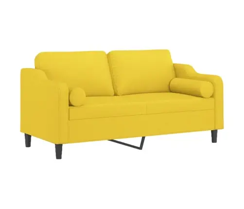 Divvietīgs Dīvāns Ar Spilveniem, Gaiši Dzeltens, 140 Cm, Audums Vidaxl Divvietīgs Dīvāns Ar Spilveniem, Gaiši Dzeltens, 140 Cm, Audums Vidaxl