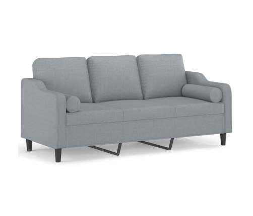 Trivietė Sofa Su Pagalvėlėmis, Šviesiai Pilka, 180cm Audinys