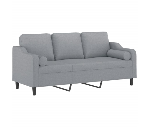 Trivietė Sofa Su Pagalvėlėmis, Šviesiai Pilka, 180cm Audinys