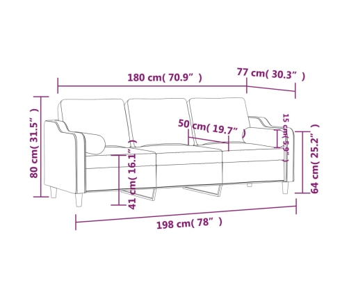 Trivietė Sofa Su Pagalvėlėmis, Šviesiai Pilka, 180cm Audinys